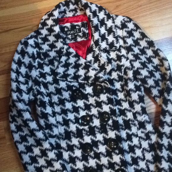 Rue21 Jackets & Blazers - Houndstooth pea coat  (worm once)